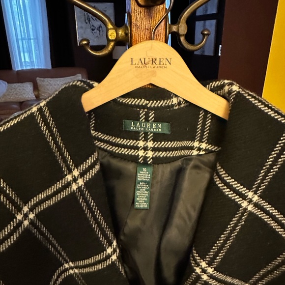 Ralph Lauren Windowpane Plaid Wool Wrap Coat sz 10 - Picture 5 of 10